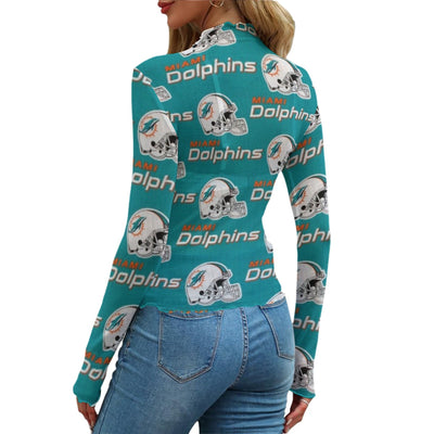miami-dolphins-womens-mesh-t-shirt aqua orange football outfit detail