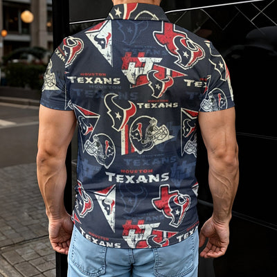 houston-texans-mens-polo-shirt navy red football fabric breathable detail