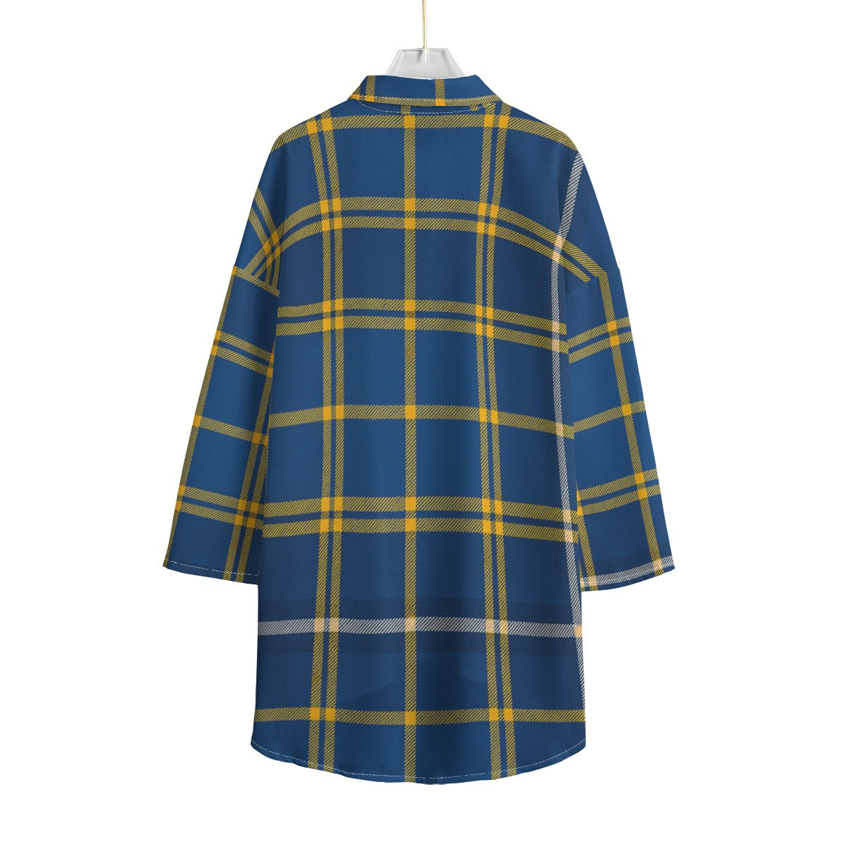 West Virginia Mountaineers Tartan Plaid Blue Gold Women's Chiffon Shirt With Elbow Sleeve