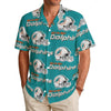 Miami Dolphins Men's Hawaiian Shirt|150GSM aqua orange football outfit back view