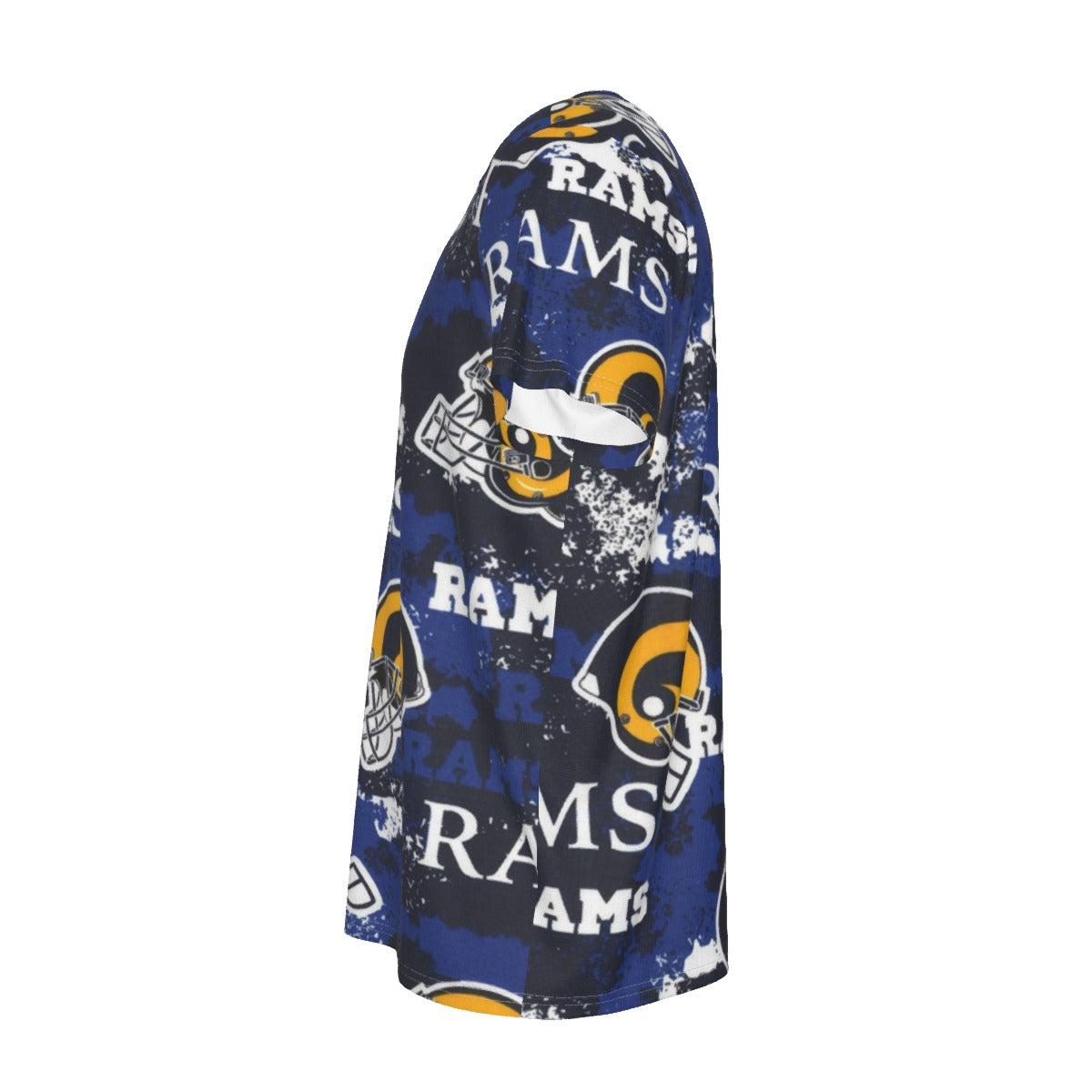 los-angeles-rams-short-sleeve-t-shirt navy orange football outfit front view