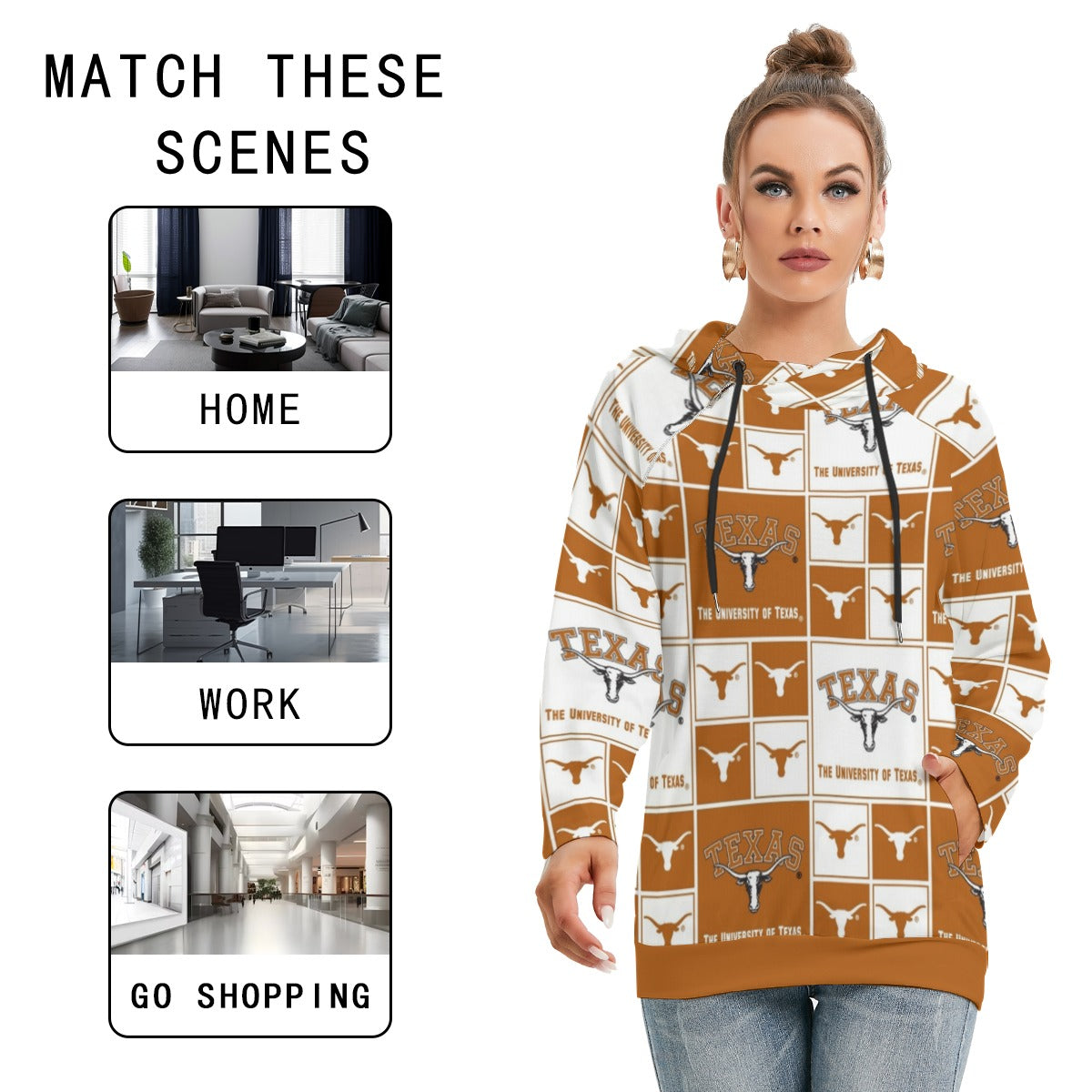 White Smoke Texas at Austin - Longhorns Women's Hoodie With Double Hood