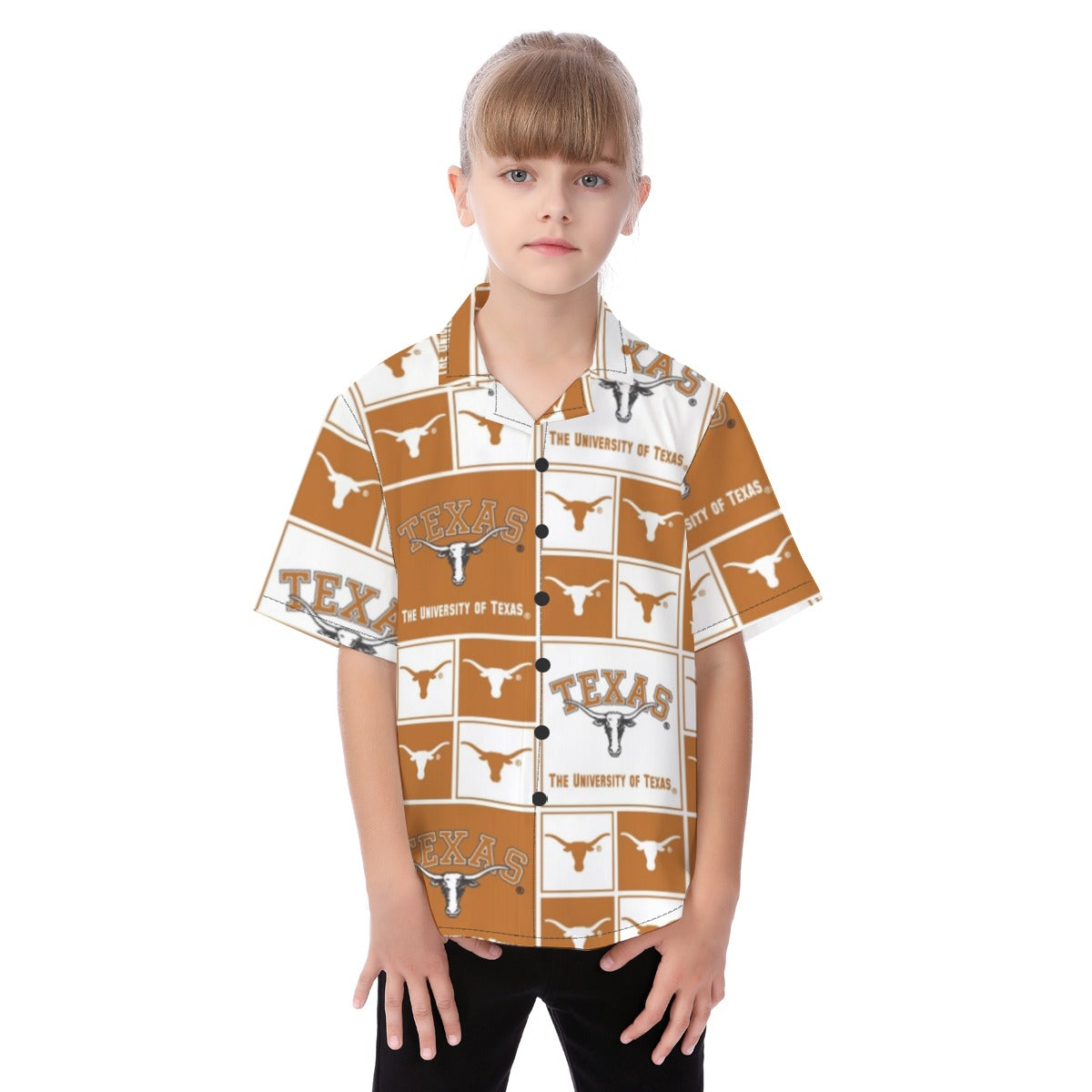 Texas Longhorns Kid's Hawaiian Vacation Shirt White varsity sports apparel