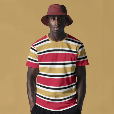 San Francisco Football Striped T-Shirt – Red and Gold Urban Game Day Shirt – nfl fan apparel, sportswear style, image 1.0