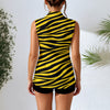 Gray Pittsburgh Football Yellow Black Zebra Women's Sleeveless Blazer-Style Vest