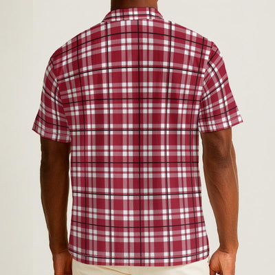 Antique White Alabama Football Hawaiian Shirt Men – Crimson Plaid Button Up 115GSM Cotton Poplin