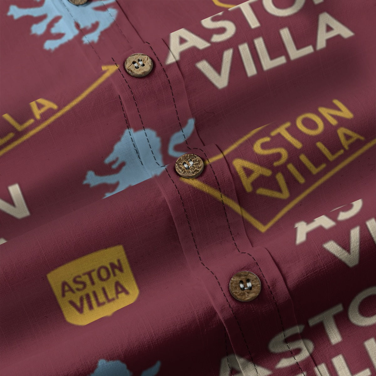 Aston Villa Men's Casual Lapel Long Sleeve Shirt|125GSM Cotton