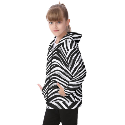 White Smoke Las Vegas Football Zebra Kid's Heavy Fleece Zip Up Hoodie – Black and White Game Day Streetwear