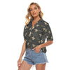 new-orleans-saints-womens-v-neck-shirts black gold football urban outfit side view
