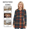 Auburn Tigers Tartan Plaid Navy Orange Women's Long Shirt