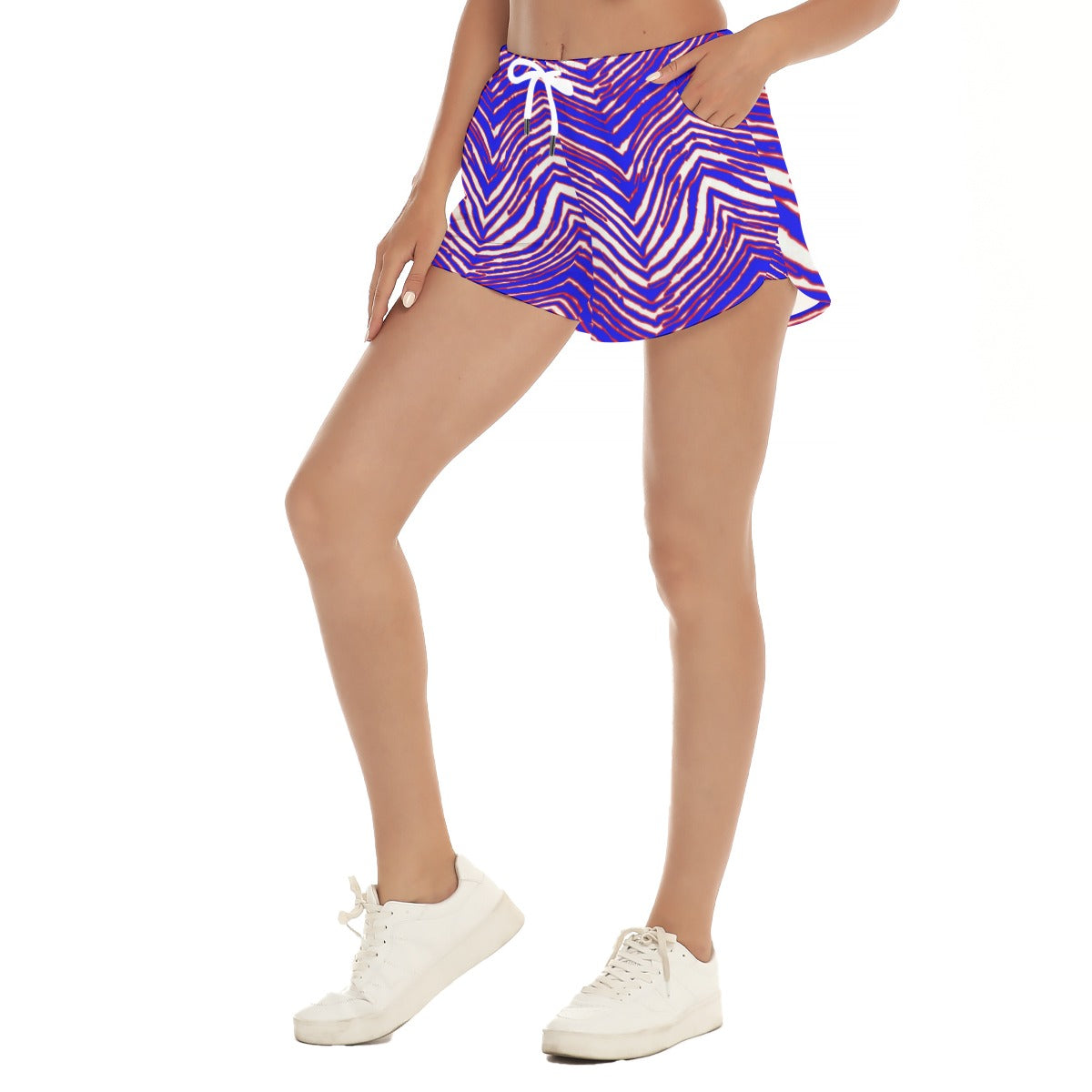 White Smoke Buffalo Zebra Football Women’s Beach Shorts – Game Day Summer Comfort