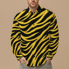 Pittsburgh Football Yellow Black Zebra Men's Slim Fit Long Sleeve Shirt – casual fan outfit, nfl fan apparel, image 1.0
