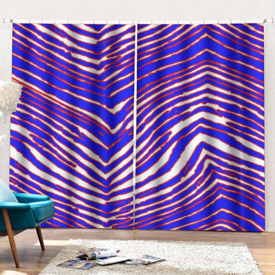 Dark Slate Blue Buffalo football Curtains with Hooks (Large Size) – Red Blue White Zebra Game Day Style