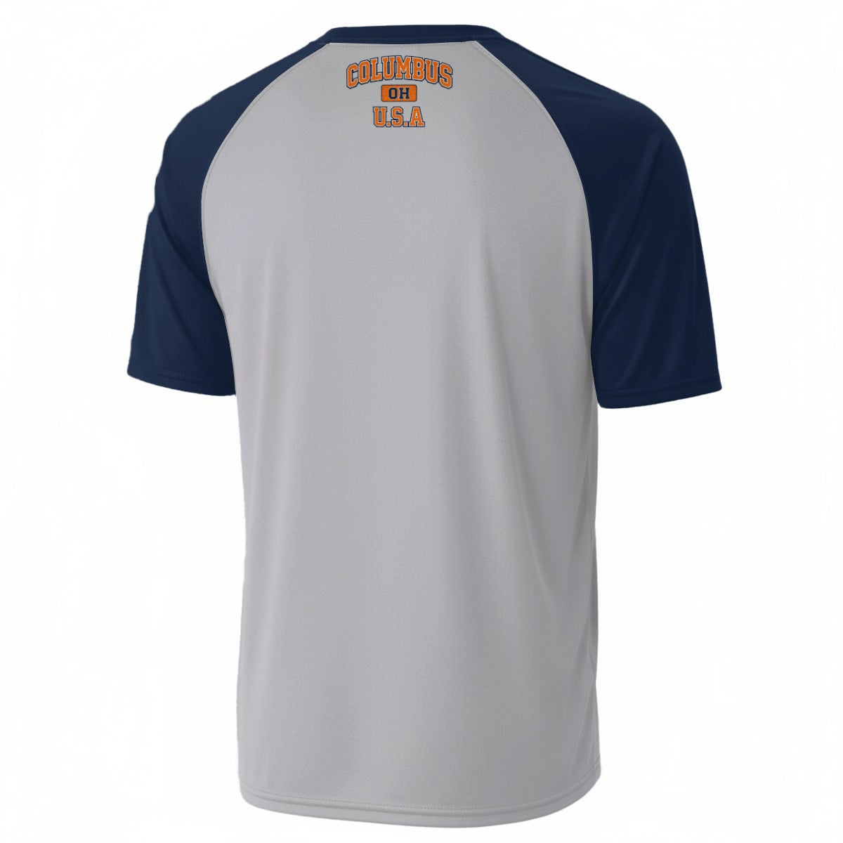 White Smoke Columbus Ohio USA Gray and Navy Vintage Raglan T Shirt Orange College Style Graphic Tee