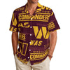 Washington Commanders Men's Hawaiian Shirt|150GSM burgundy gold football outfit back view
