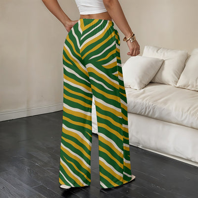 Dark Gray Green Bay Football Yellow Green Women’s Straight-Leg Casual Pants – Game Day Streetwear