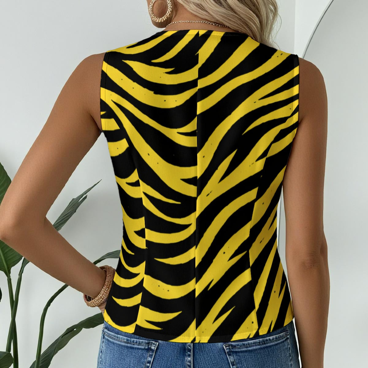 Black Pittsburgh Football Yellow Black Zebra Women's Formal Vest|245GSM