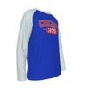 Dark Slate Blue Chicago Long Sleeve Raglan Shirt – Vintage Varsity Athletic College Style Tee