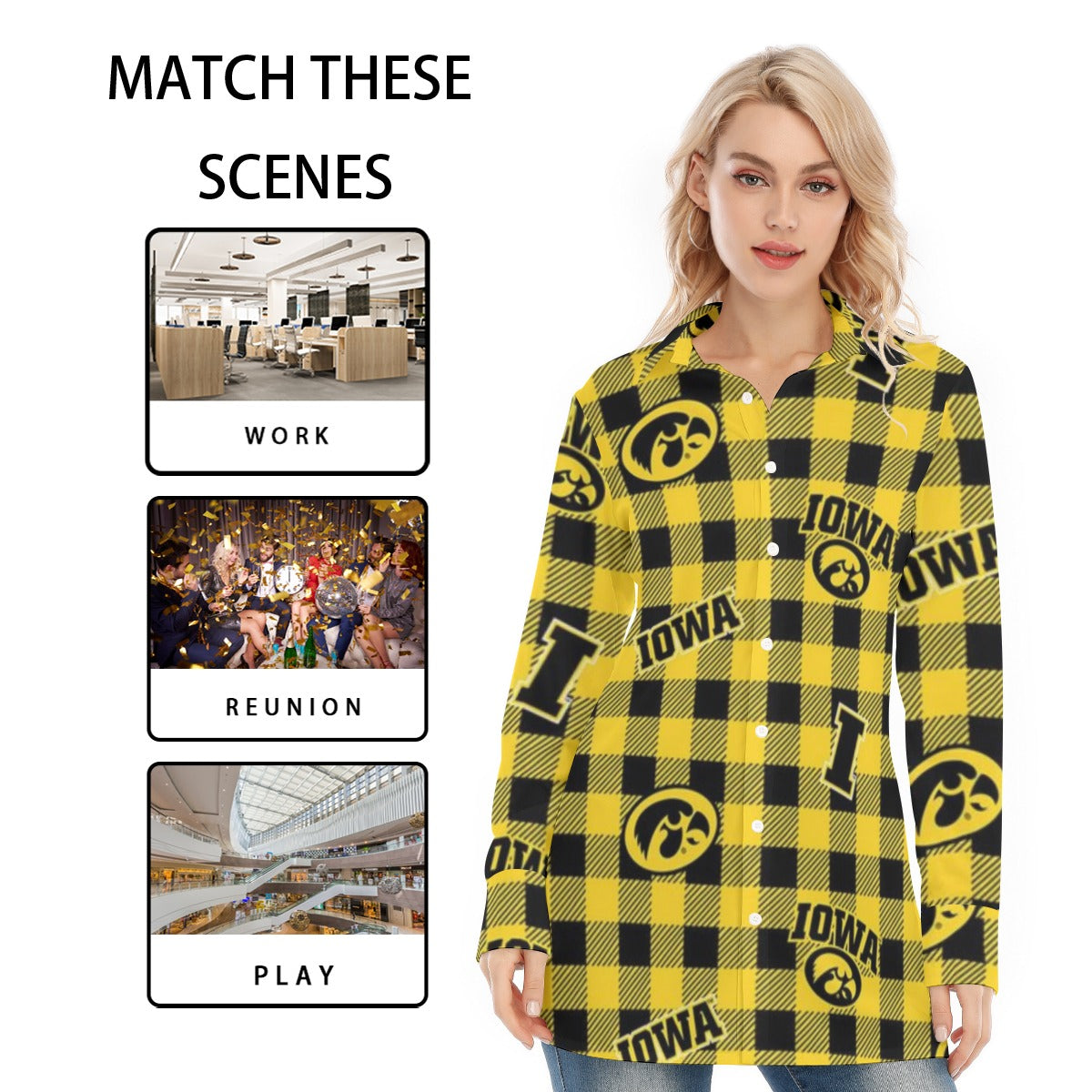 Iowa Hawkeyes Women's Long Shirt - Big Ten football apparel varsity sportswear product image 5.0
