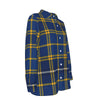 west virginia mountaineers tartan plaid blue gold women's elastic-back shirt blue gold tartan plaid mountaineers game day fashion
