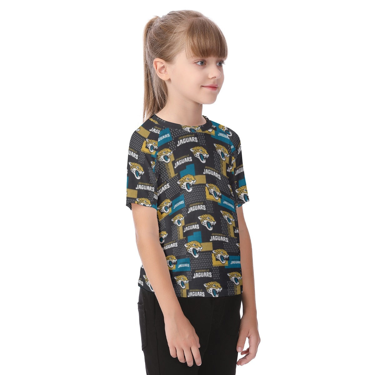 jacksonville-jaguars-kids-t-shirt teal black football fabric breathable detail