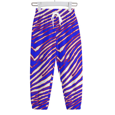 White Smoke Buffalo Football Kid's Sweatpants | 310GSM Cotton – Red Blue White Zebra Game Day Style