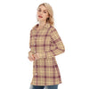 florida state seminoles tartan plaid oversized button up women shirt women's long shirt |115gsm cotton poplin women tartan plaid fashion