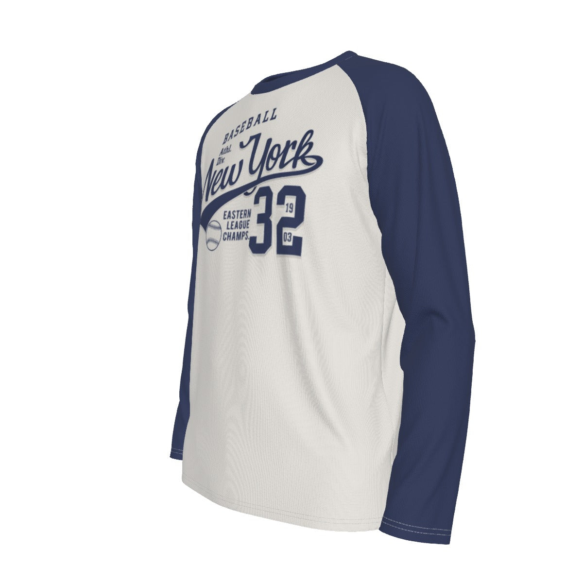 White Smoke New York Baseball Raglan Long Sleeve Shirt – White and Navy Varsity Athletic Design Est. 1903