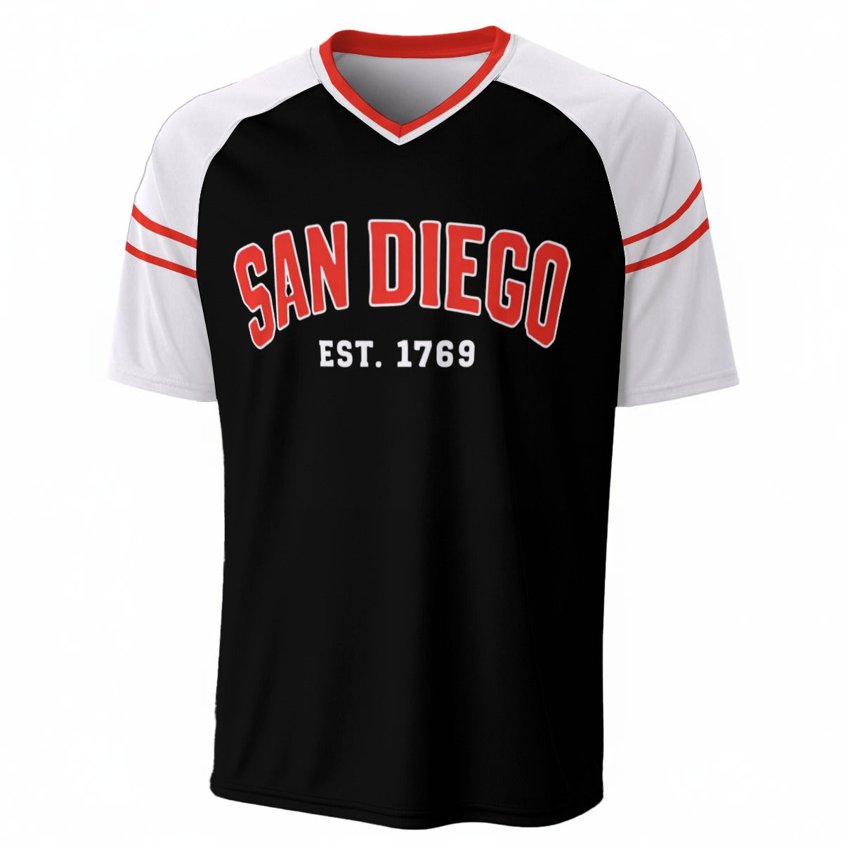 San Diego Est 1769 T-Shirt – Black White Red Urban Varsity Streetwear Tee – nfl fan apparel, game day outfit, image 1.0