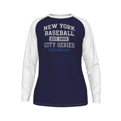 New York Baseball City Series Raglan Long Sleeve Shirt – Navy and White Est. 1903 – sportswear style, sportswear style, image 1.0