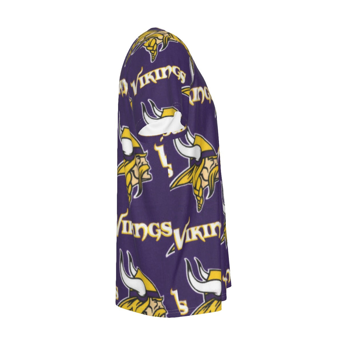 minnesota-vikings-short-sleeve-t-shirt purple gold football outfit fabric close-up