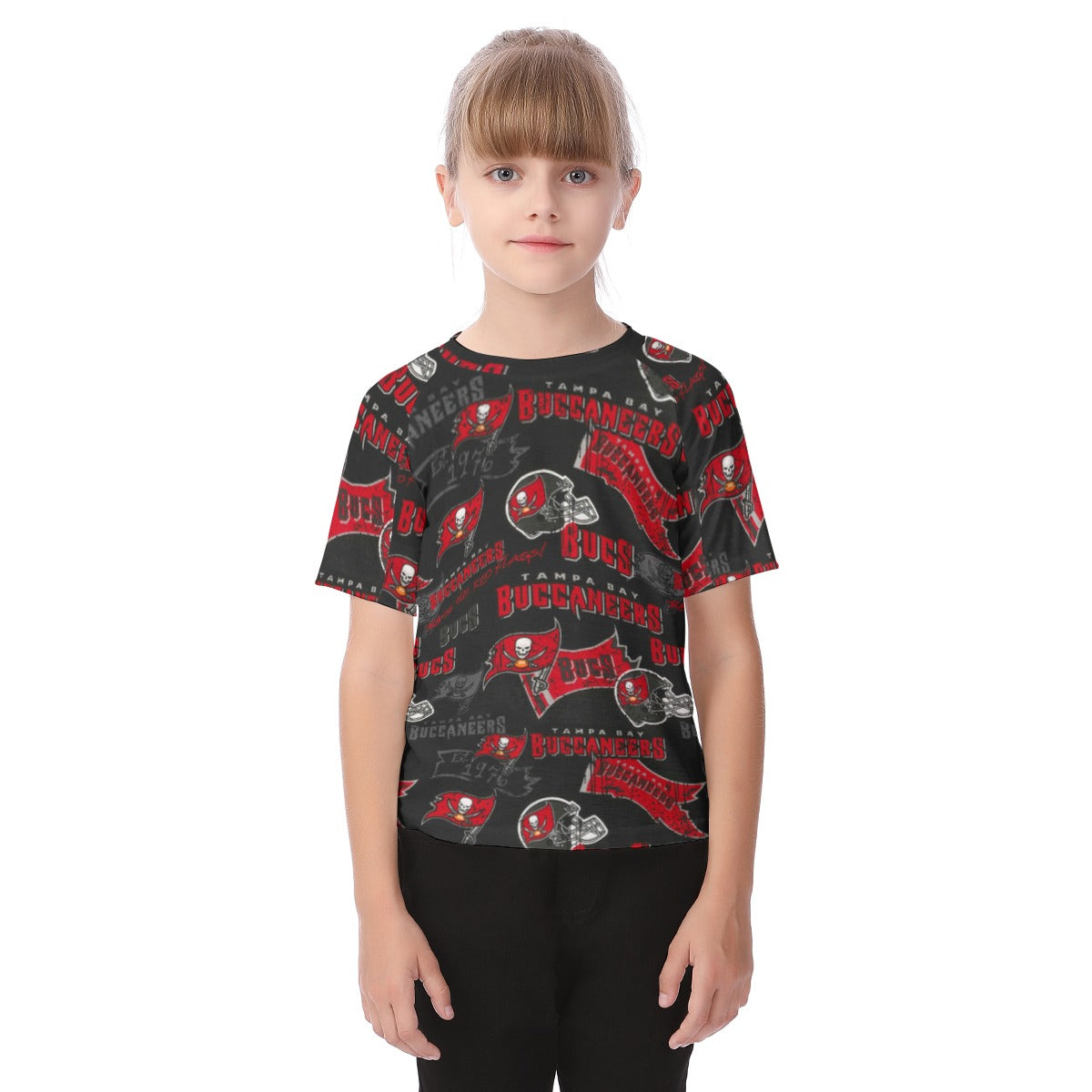 Tampa Bay Buccaneers Kid's T-shirt red pewter football outfit back view