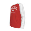 White Smoke Chicago Men in Red Shirt – Red and White Long Sleeve Raglan Game Day Tee