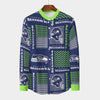 Seattle Seahawks Men's Stand Collar Shirt With Long Sleeve|110GSM Imitation Flax – game day outfit, football shirt, image 1355