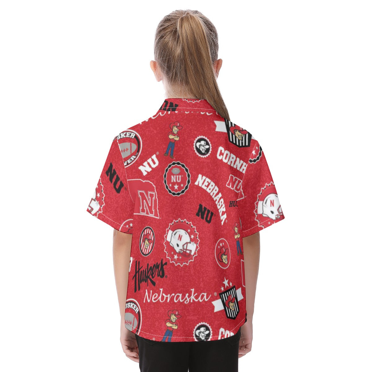Nebraska Lincoln Cornhuskers Kid's Hawaiian Vacation Shirt - Big Ten football apparel varsity sportswear product image 4.0