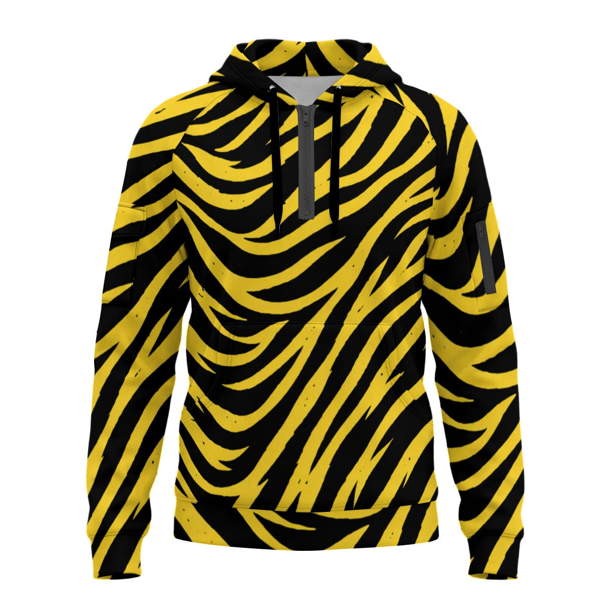 Pittsburgh Football Yellow Black Zebra Men’s Fleece Half-Zip Hoodie With Arm Pockets – Game Day Stre – game day outfit, nfl fan apparel, image 1.0