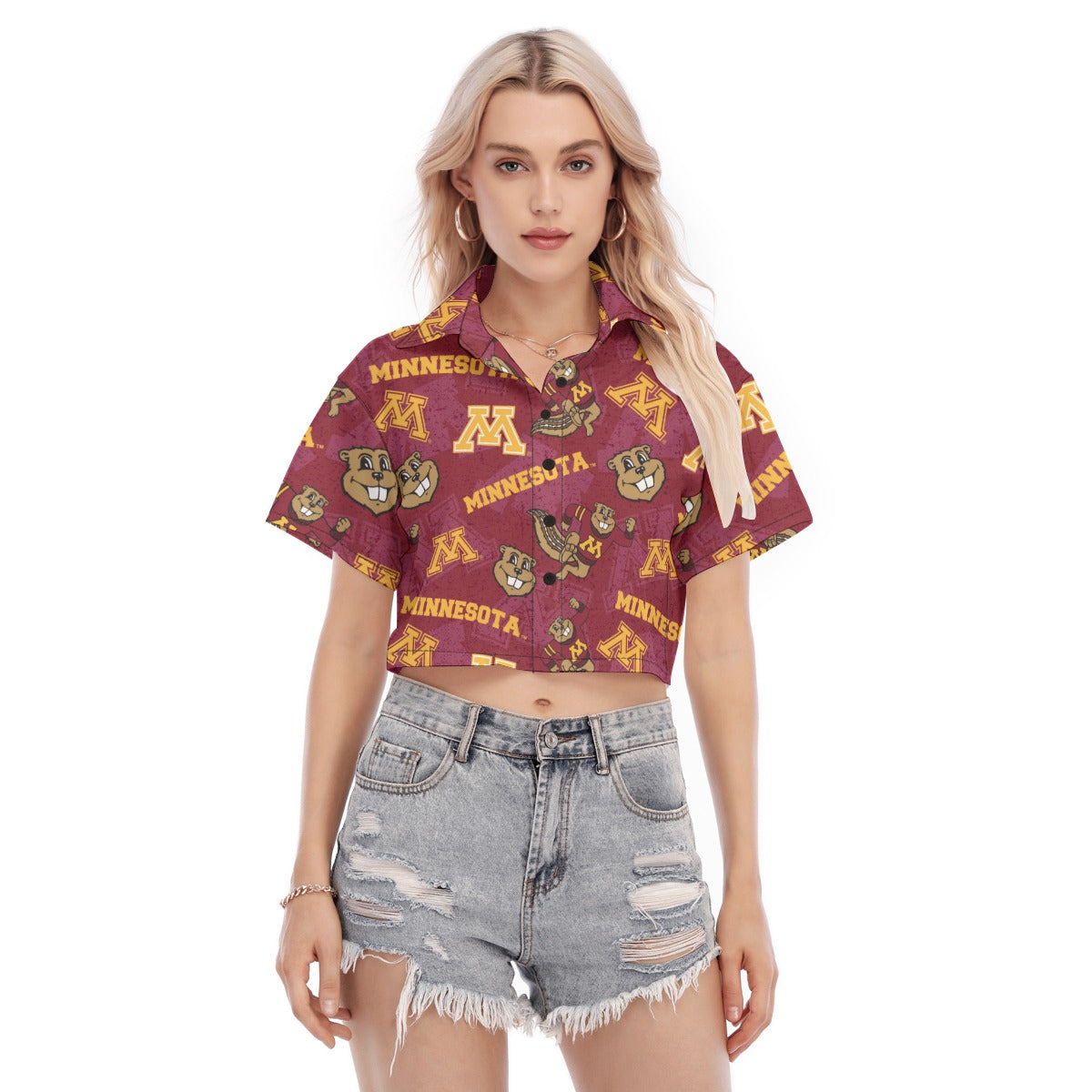 Minnesota Golden Gophers Women's Cropped Shirt White varsity sports apparel