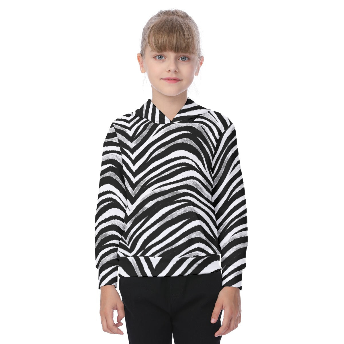 Las Vegas Football Zebra Kids’ Hoodie – Black and White Game Day Streetwear – football shirt, game day outfit, image 1.0