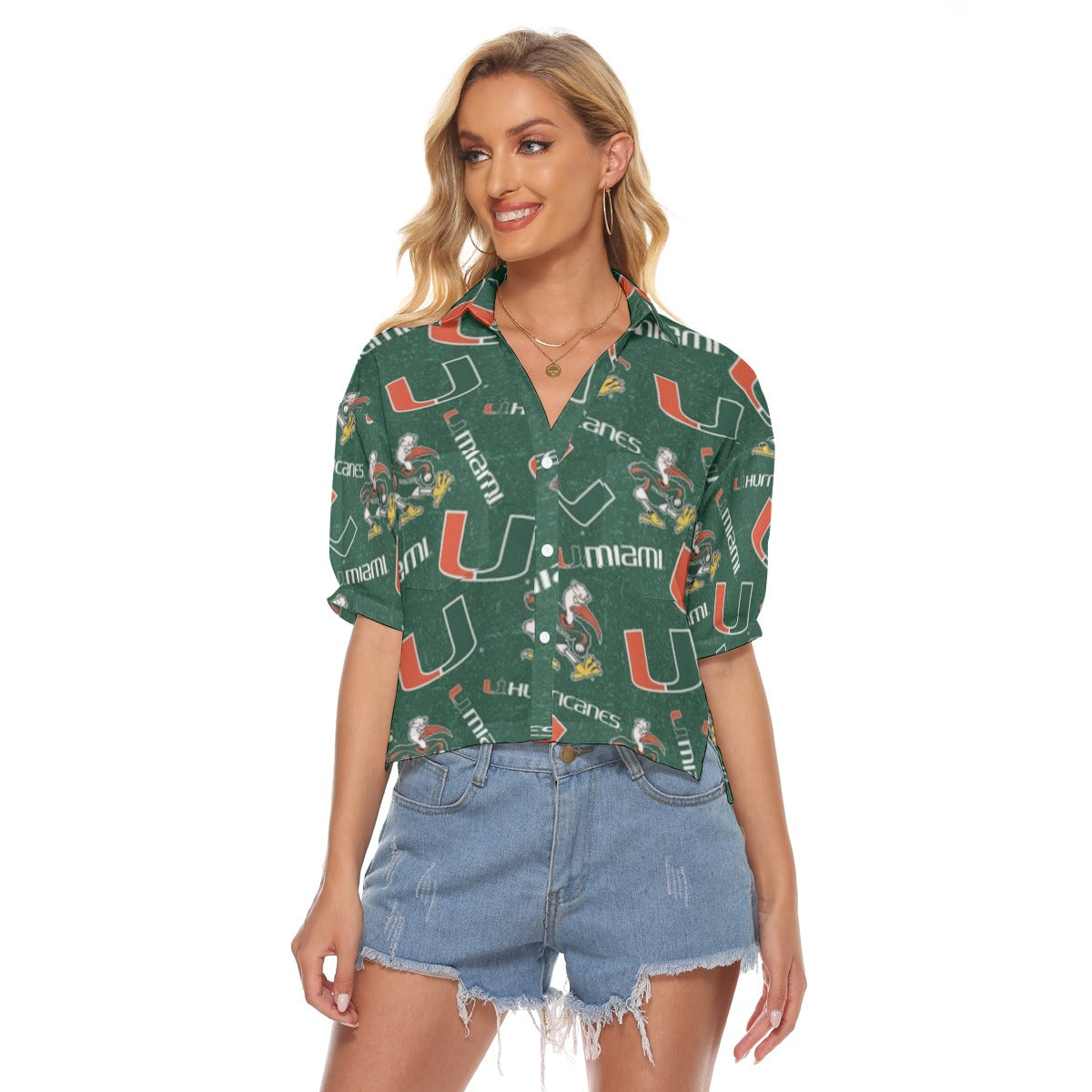 Miami Hurricanes Women's V-neck Shirts - ACC football apparel varsity sportswear product image 1.0