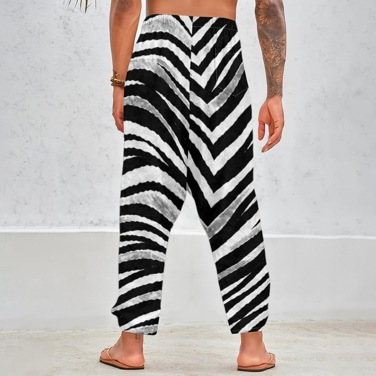 Gray Las Vegas Football Zebra Harem Pants – Black and White Game Day Streetwear
