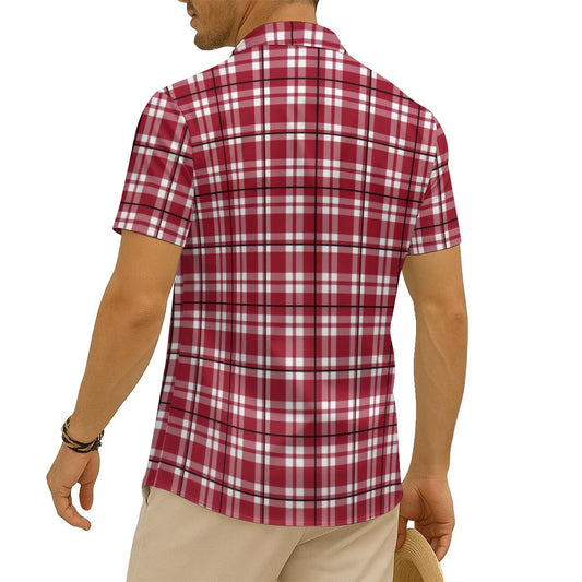 Alabama Football Silk Shirt Men – Crimson Plaid Short Sleeve Game Day Style