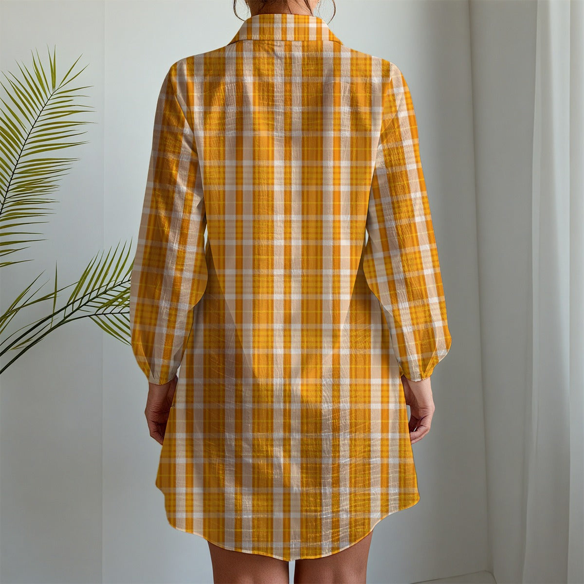Tennessee Volunteers Orange White Plaid Womens Long Sleeve Shirt Dress 1 orange white plaid women fashion apparel