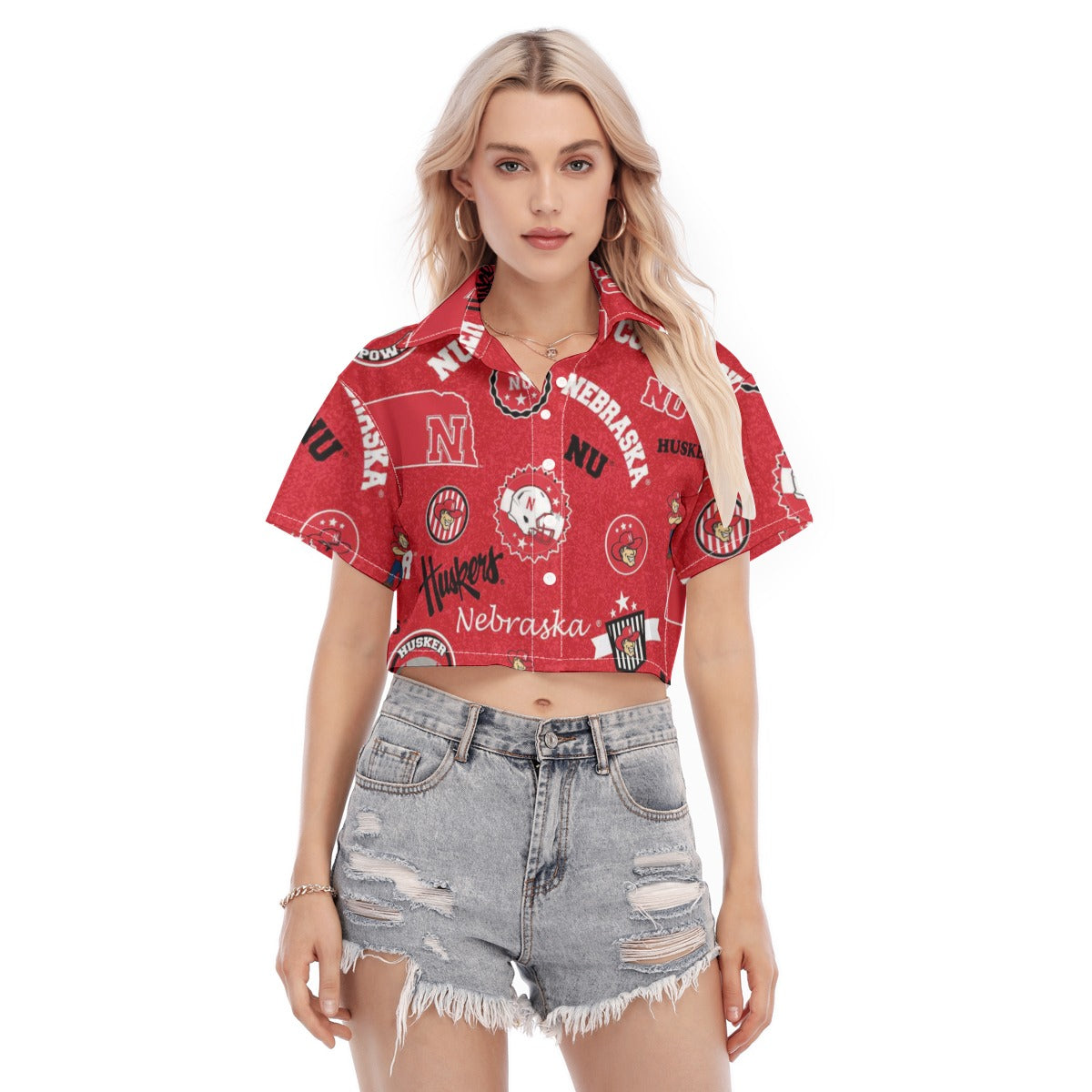 Nebraska Lincoln Cornhuskers Women's Cropped Shirt - Big Ten football apparel varsity sportswear product image 1.0