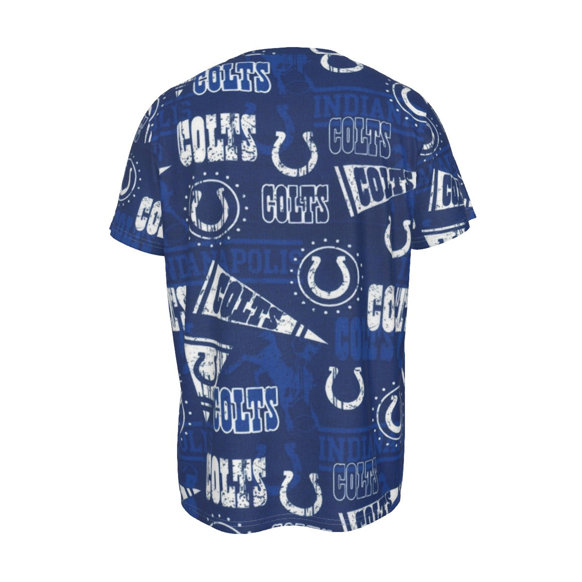 indianapolis-colts-mens-round-neck-short-sleeve-t-shirt blue white football outfit detail