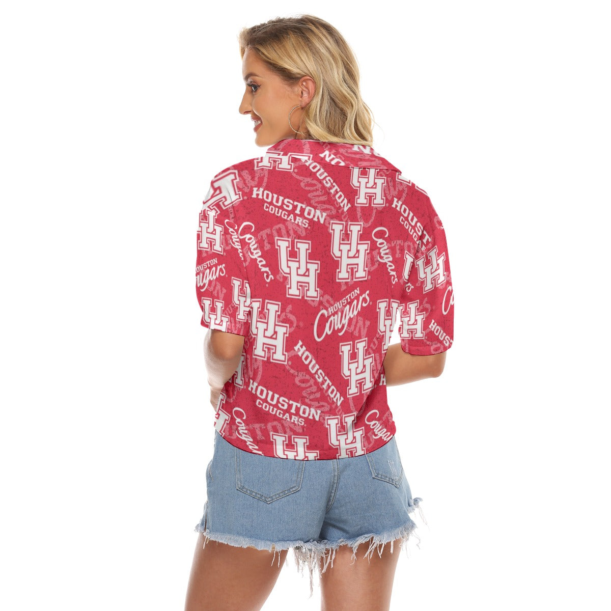 Houston Cougars Women's V-neck Shirts streetwear fashion product image 4