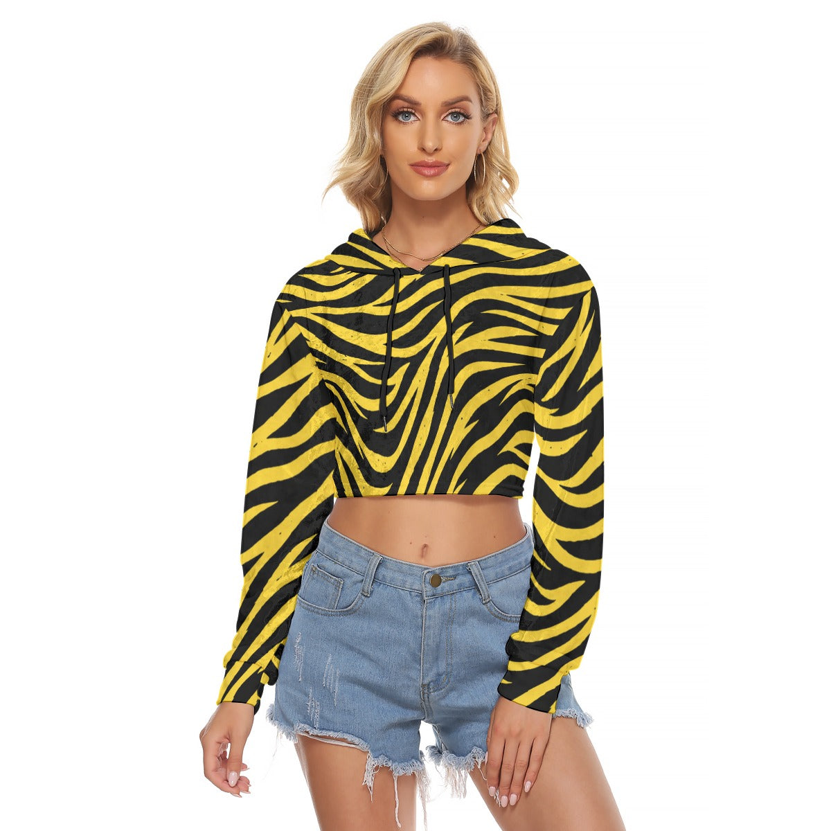 Iowa Football Women’s Velvet Crop Top Hoodie – Chic Black and Gold Game Day Style - Big Ten football apparel varsity sportswear product image 1.0