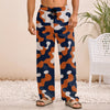 Light Gray Chicago Football Camo Wide Leg Pants for Men – Navy Orange Game Day Lounge Trousers