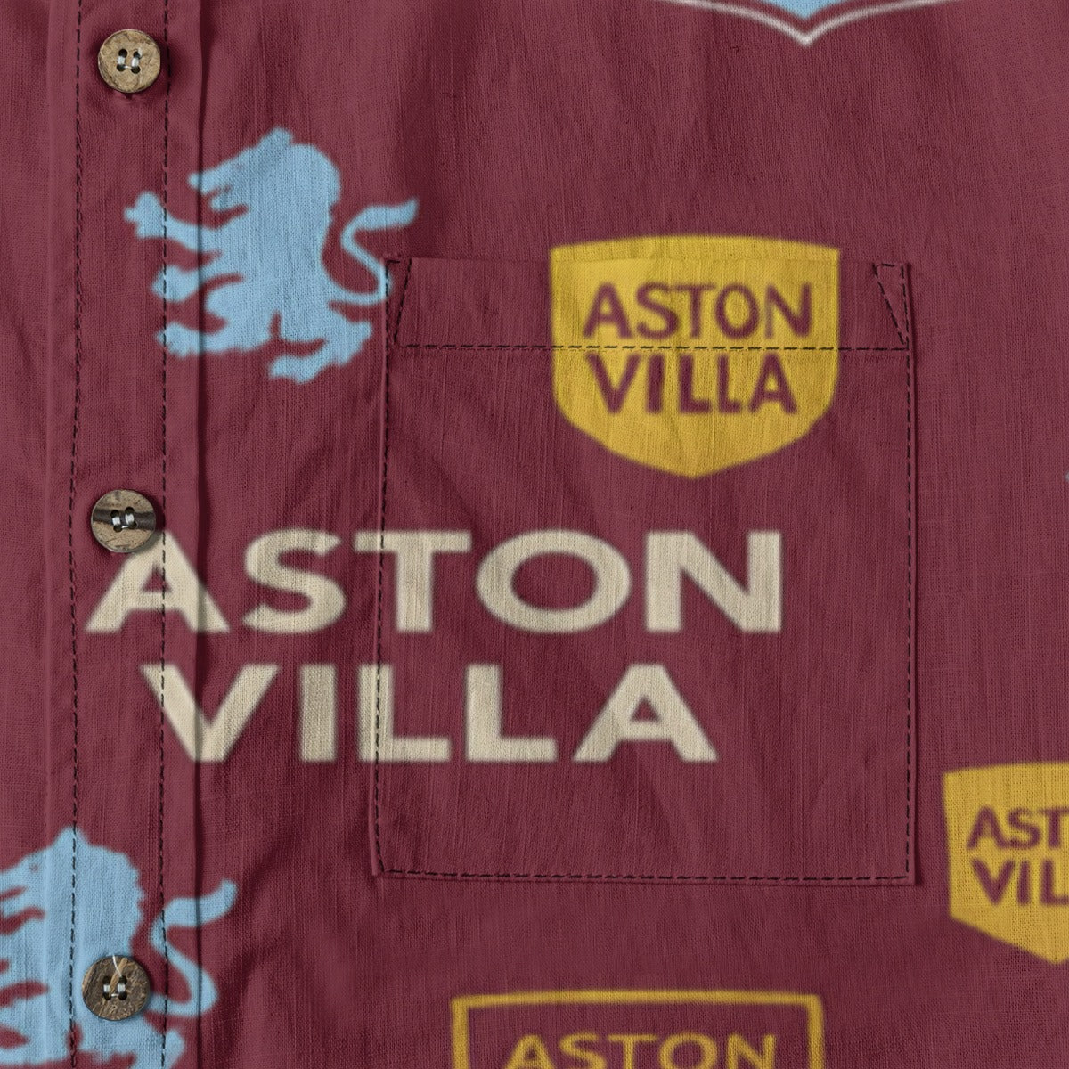 Aston Villa Men's Casual Lapel Long Sleeve Shirt|125GSM Cotton