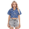 Detroit Lions  Women's Cropped Shirt blue silver football back view game day look