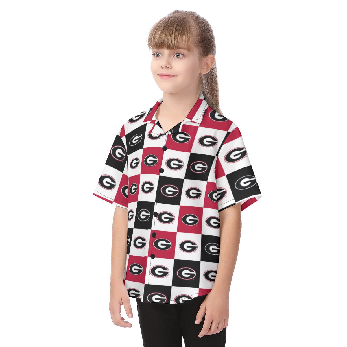 Georgia Bulldogs Kid's Hawaiian Vacation Shirt White varsity sports apparel